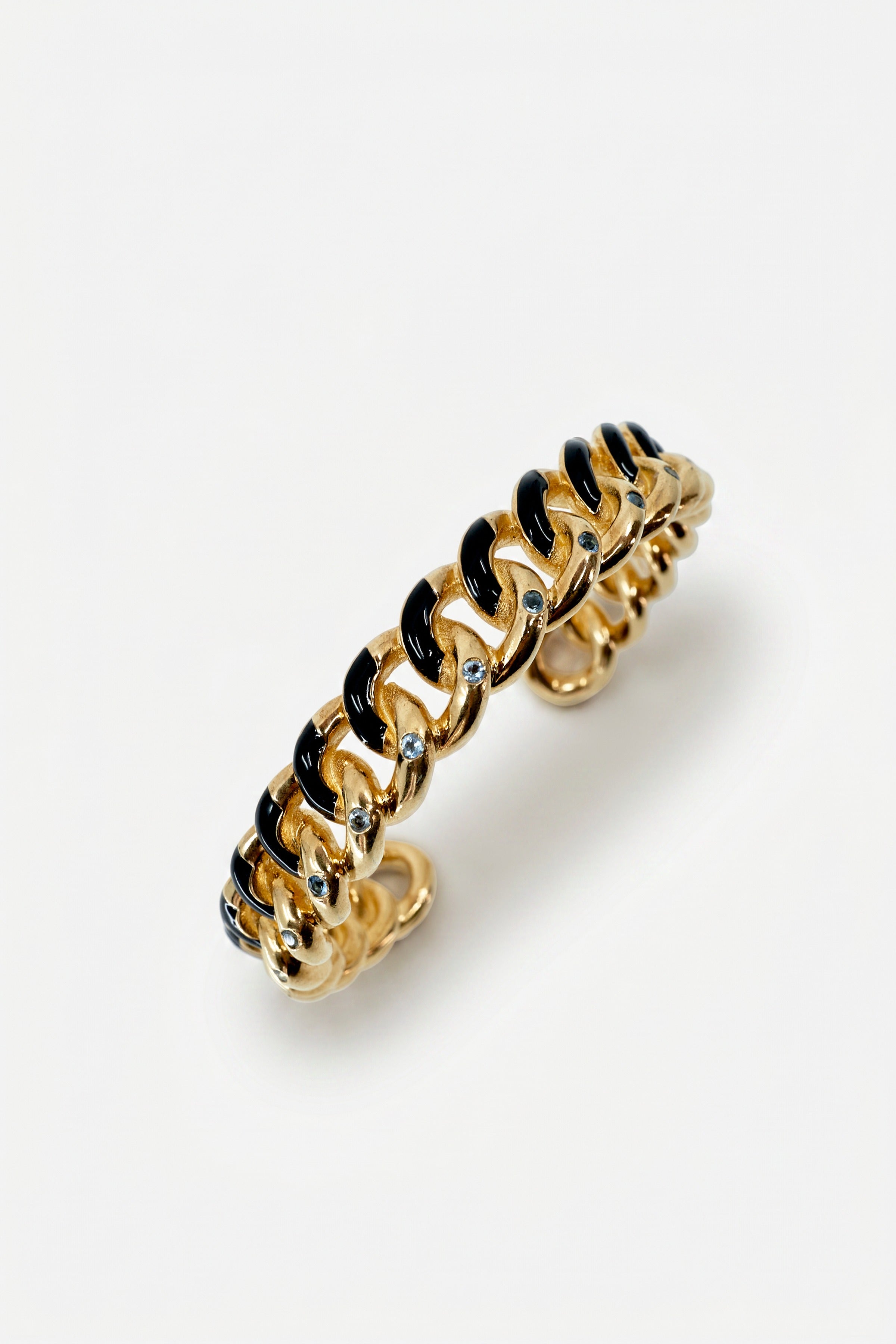Sculptural Cuff Aquamarine Chain Bracelet