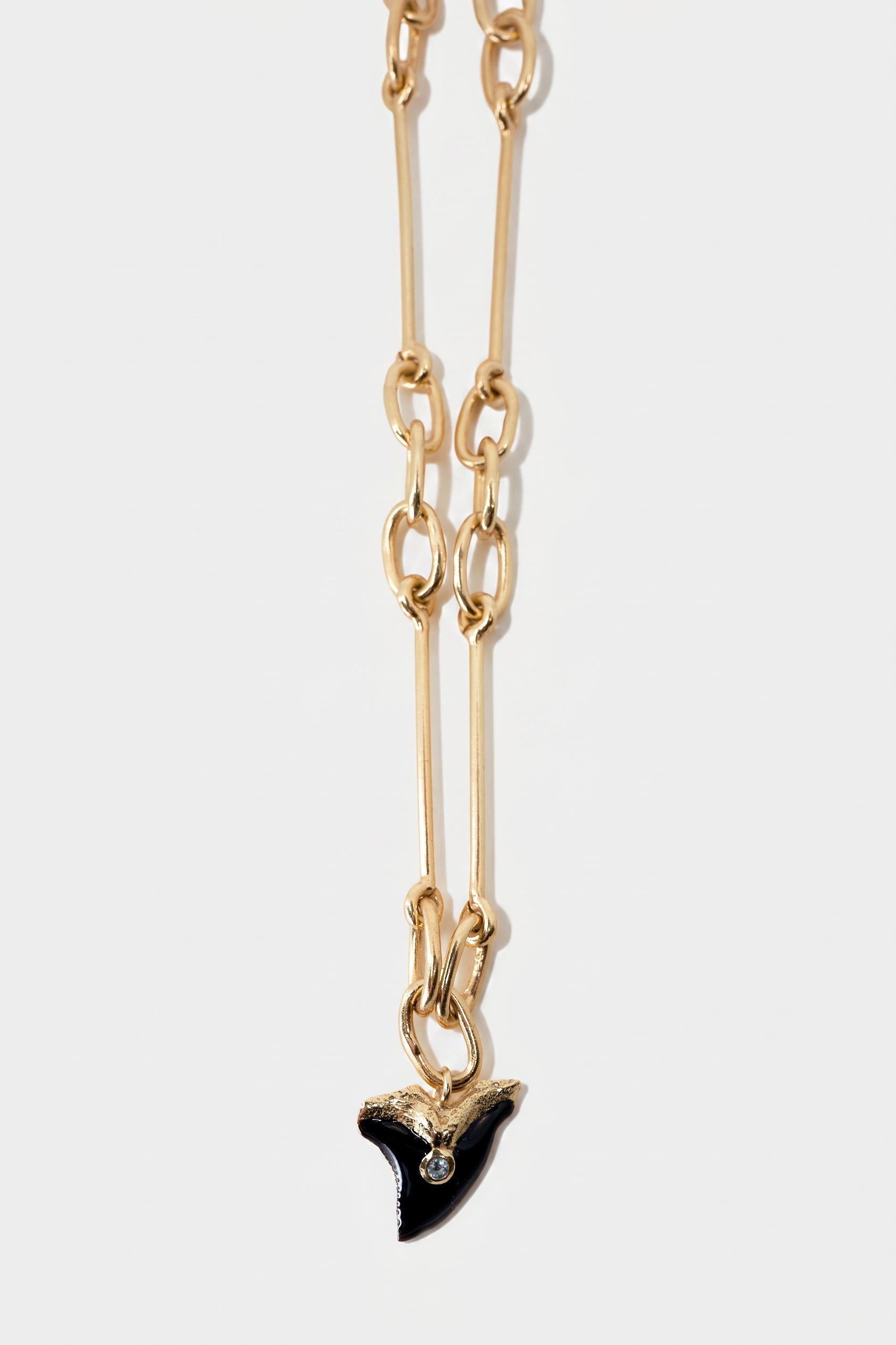 Shark Tooth Necklace Choker Aquamarine Black Enamel