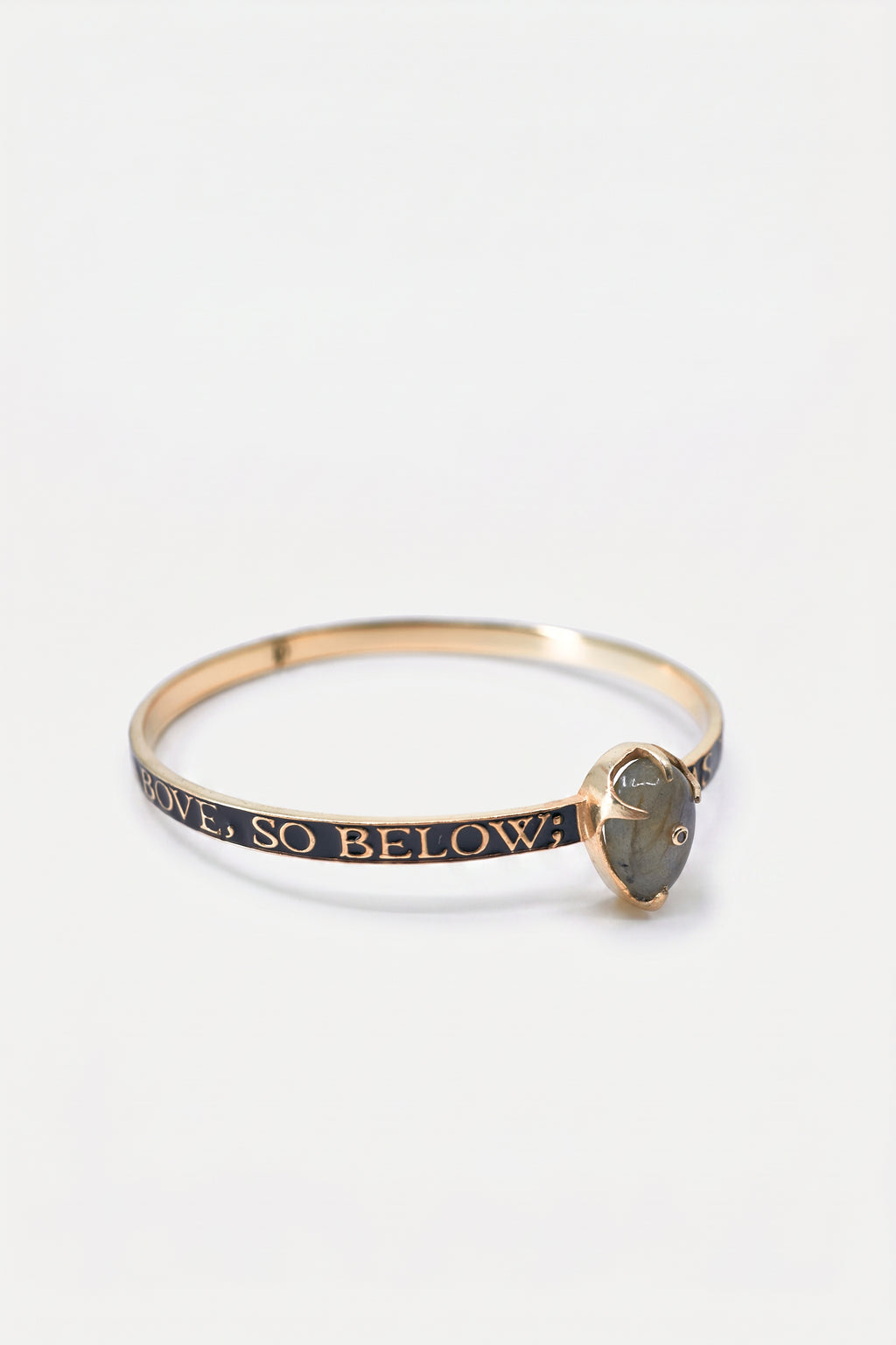 Labradorite Bangle Bracelet Black Enamel