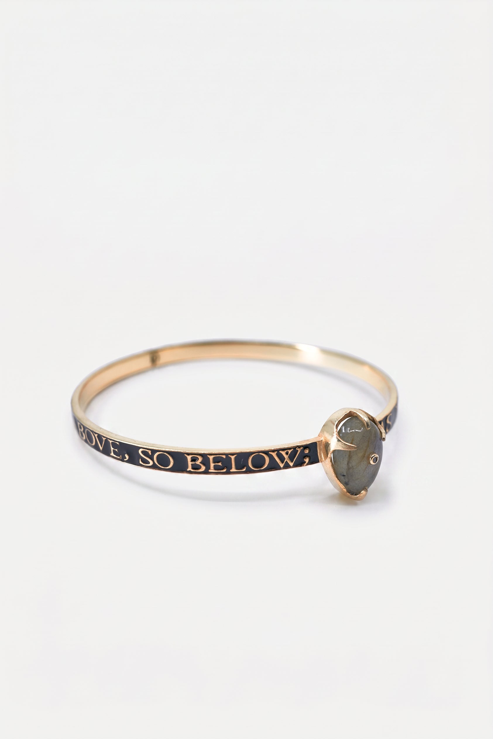Labradorite Bangle Bracelet Black Enamel