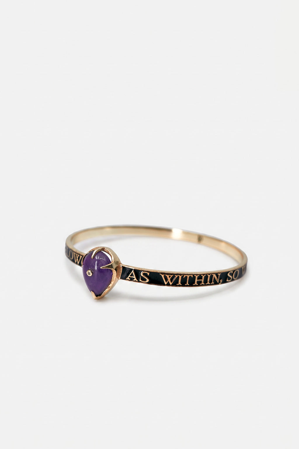 Amethyst Bangle Black Enamel Bracelet