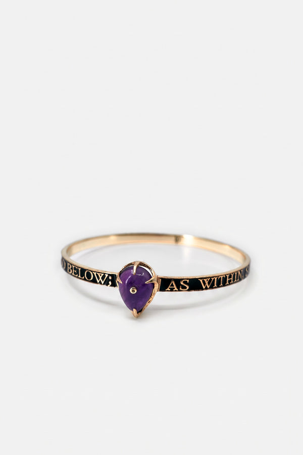 Amethyst Bangle Black Enamel Bracelet