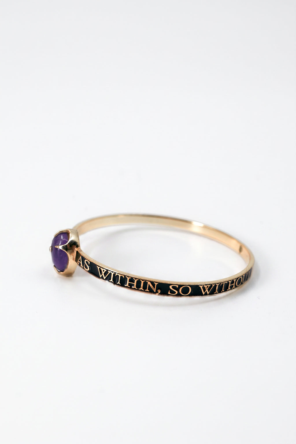 Amethyst Bangle Black Enamel Bracelet