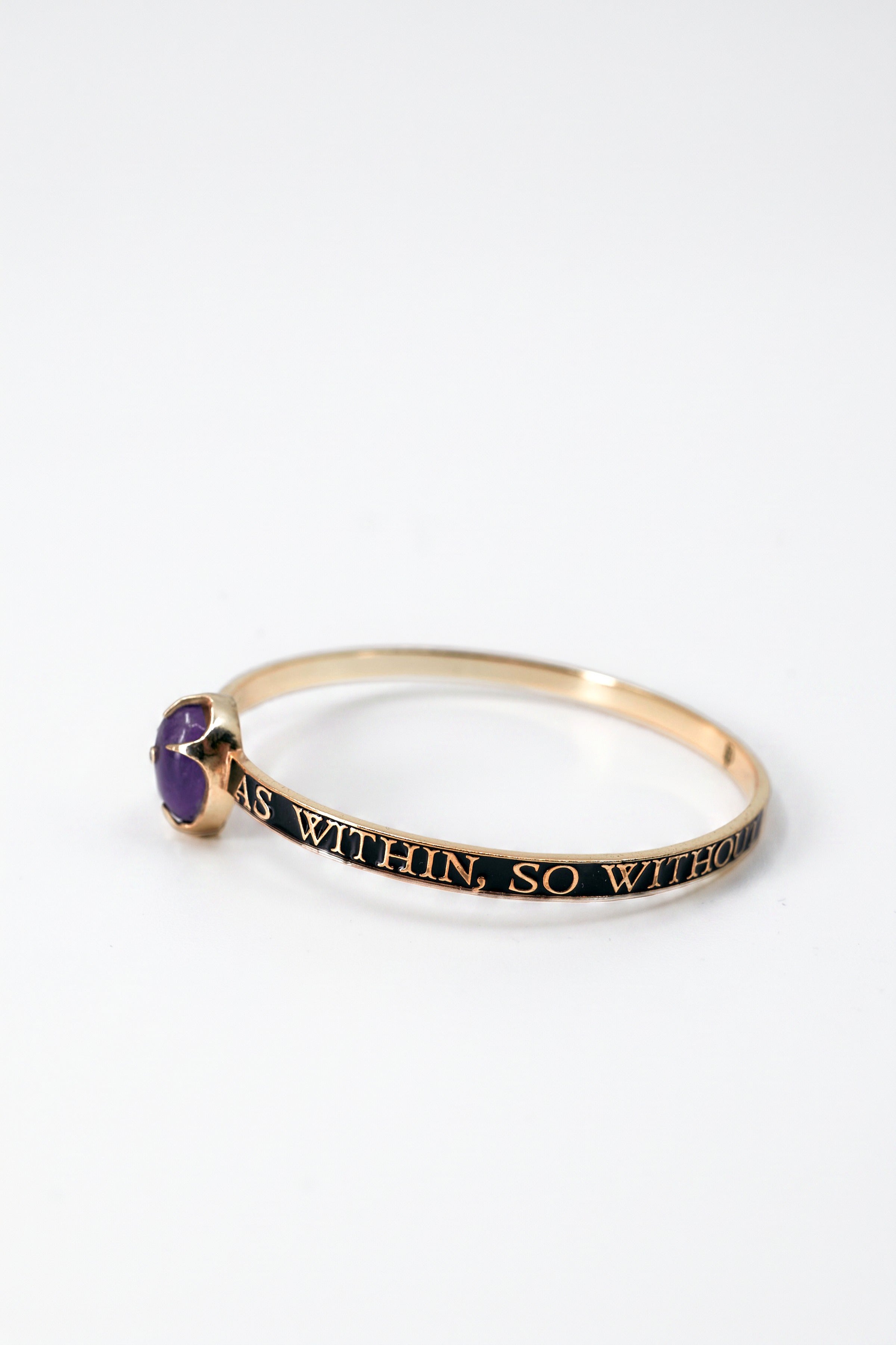 Amethyst Bangle Black Enamel Bracelet