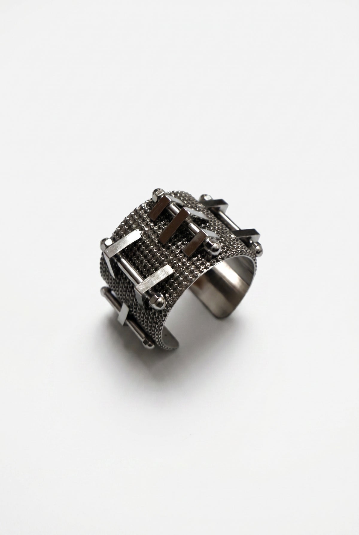 Vintage Silver Mesh Hardware Cuff Bracelet