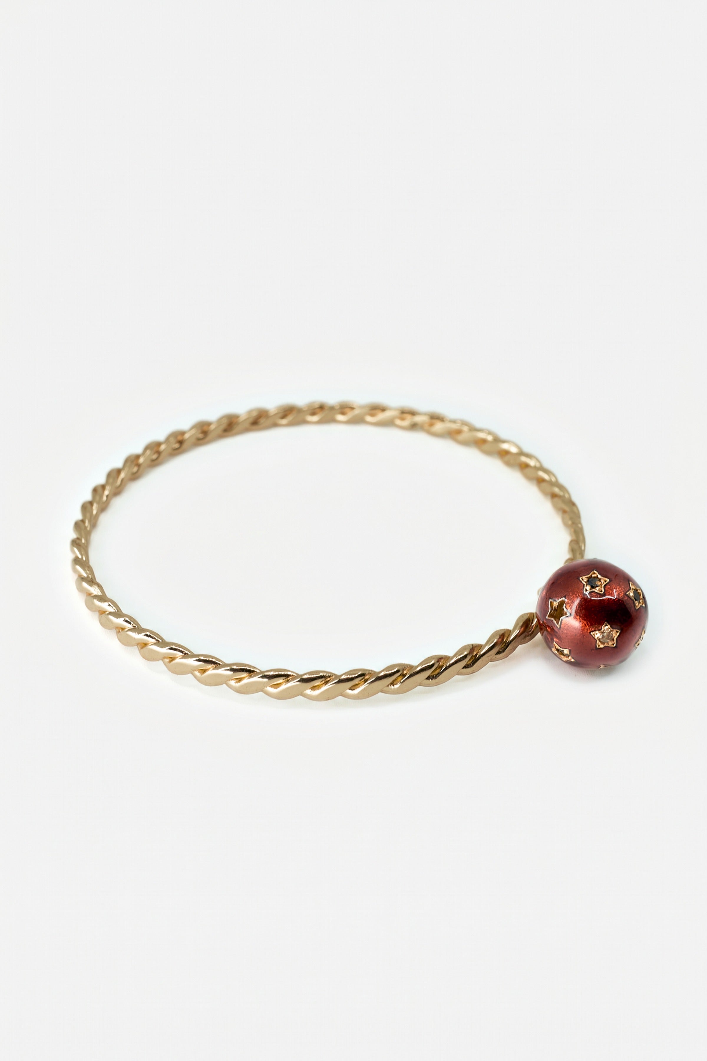 Red Enamel Bracelet Diamond Star Charm Bangle