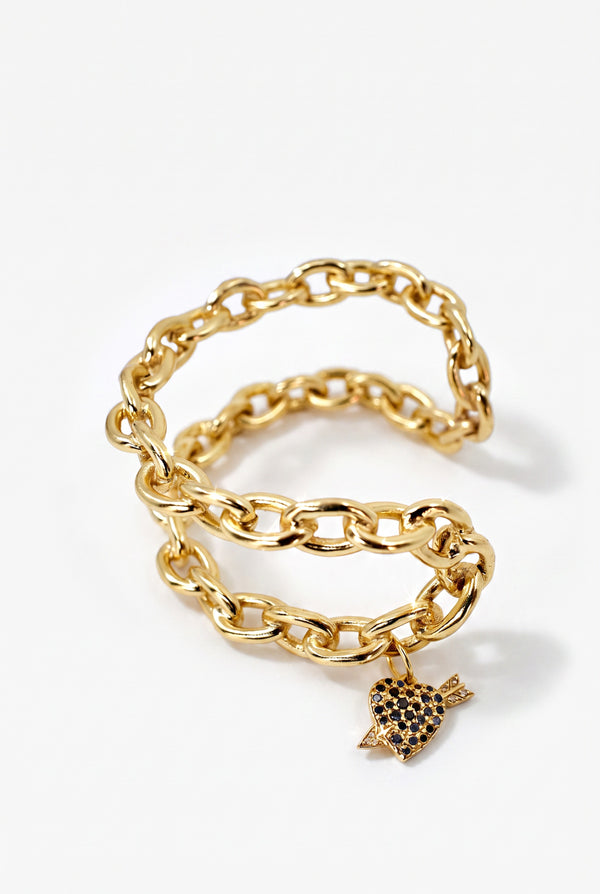 Black Diamond Heart Cuff Chain Bracelet
