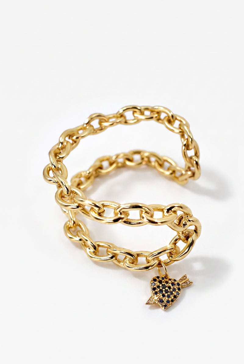 Black Diamond Heart Cuff Chain Bracelet