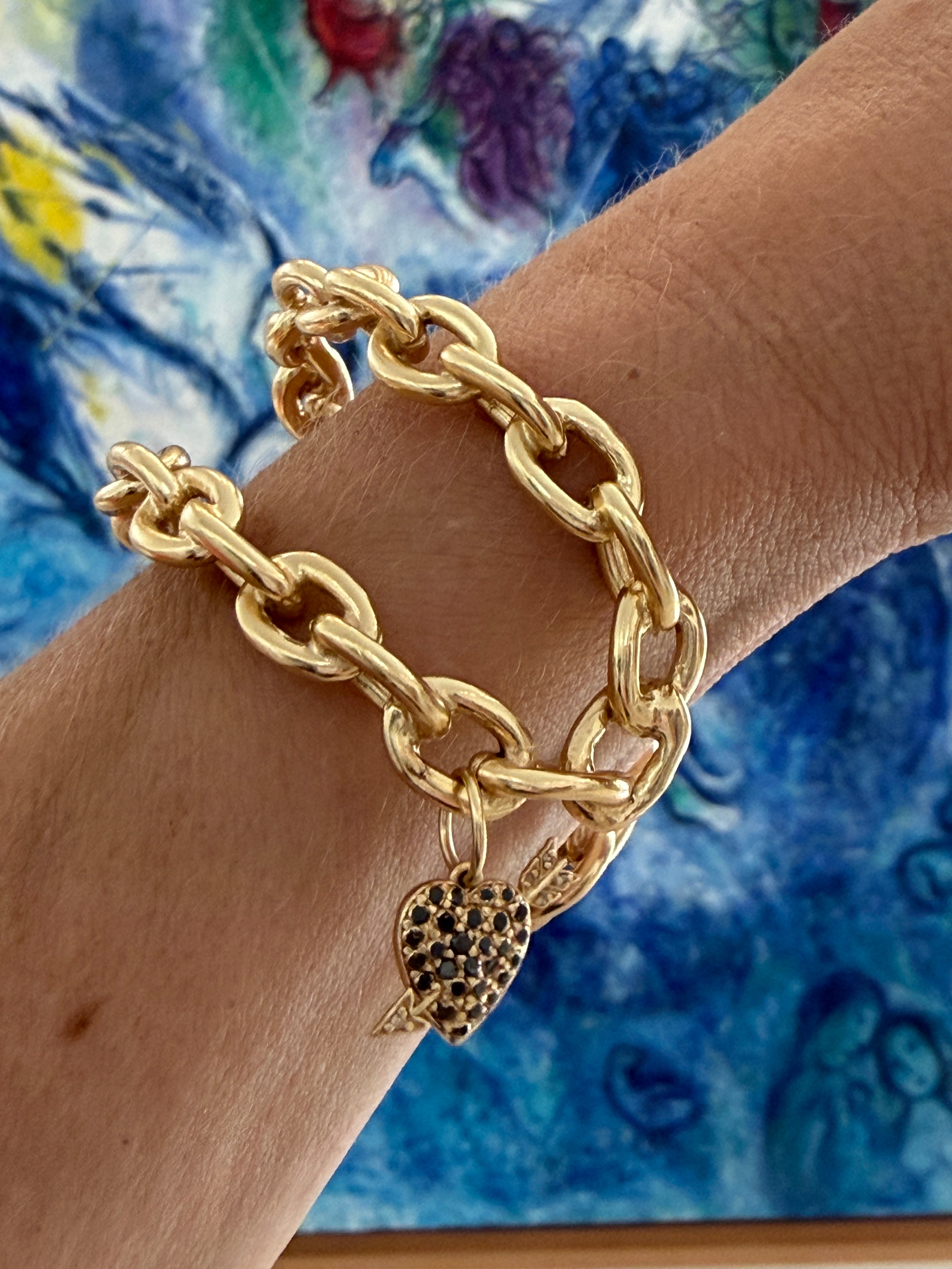 Black Diamond Heart Cuff Chain Bracelet