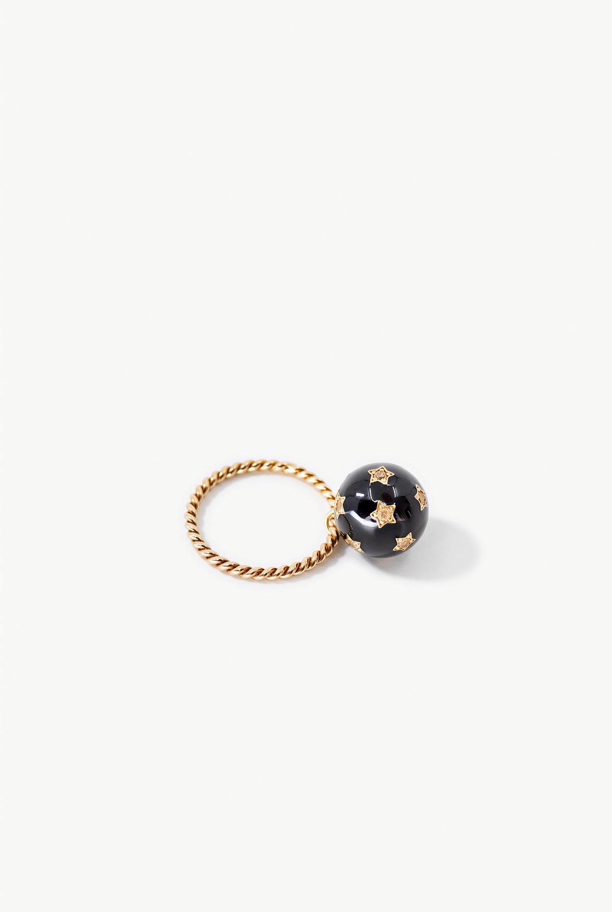 Double Sphere Ring Diamond Black Enamel (Copy)