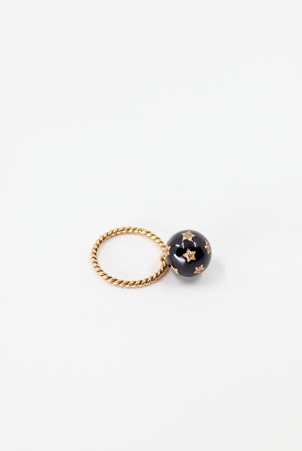 Double Sphere Ring Diamond Black Enamel (Copy)