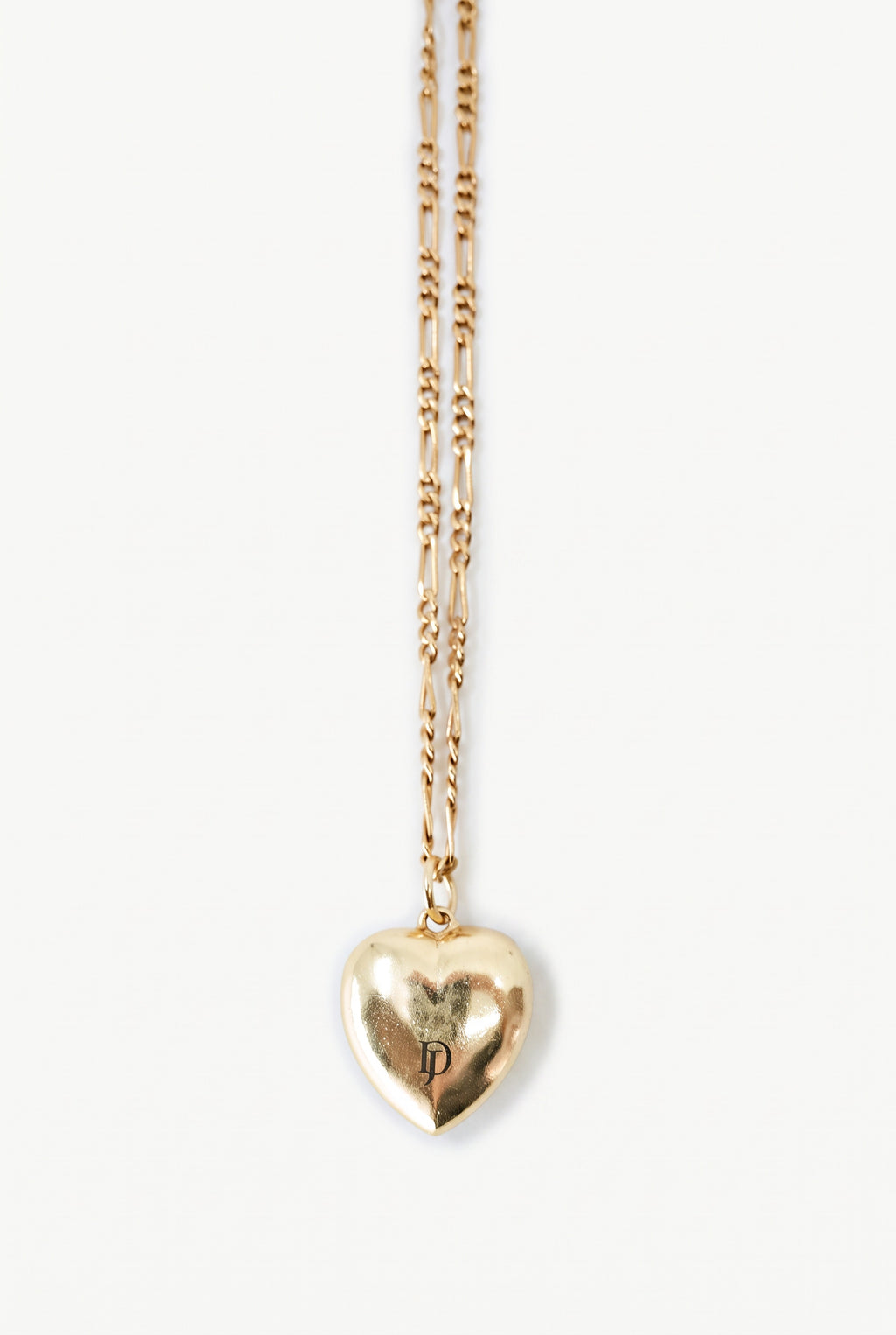 Black Diamond Heart Necklace Black Enamel Figaro Chain