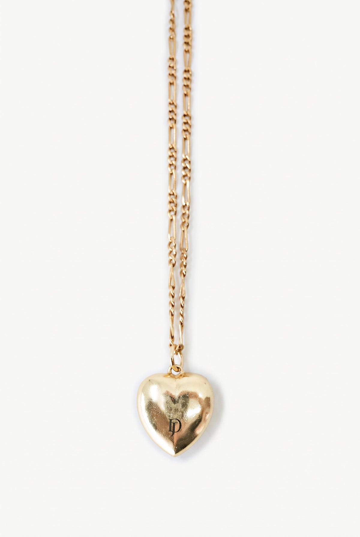 Black Diamond Heart Necklace Black Enamel Figaro Chain