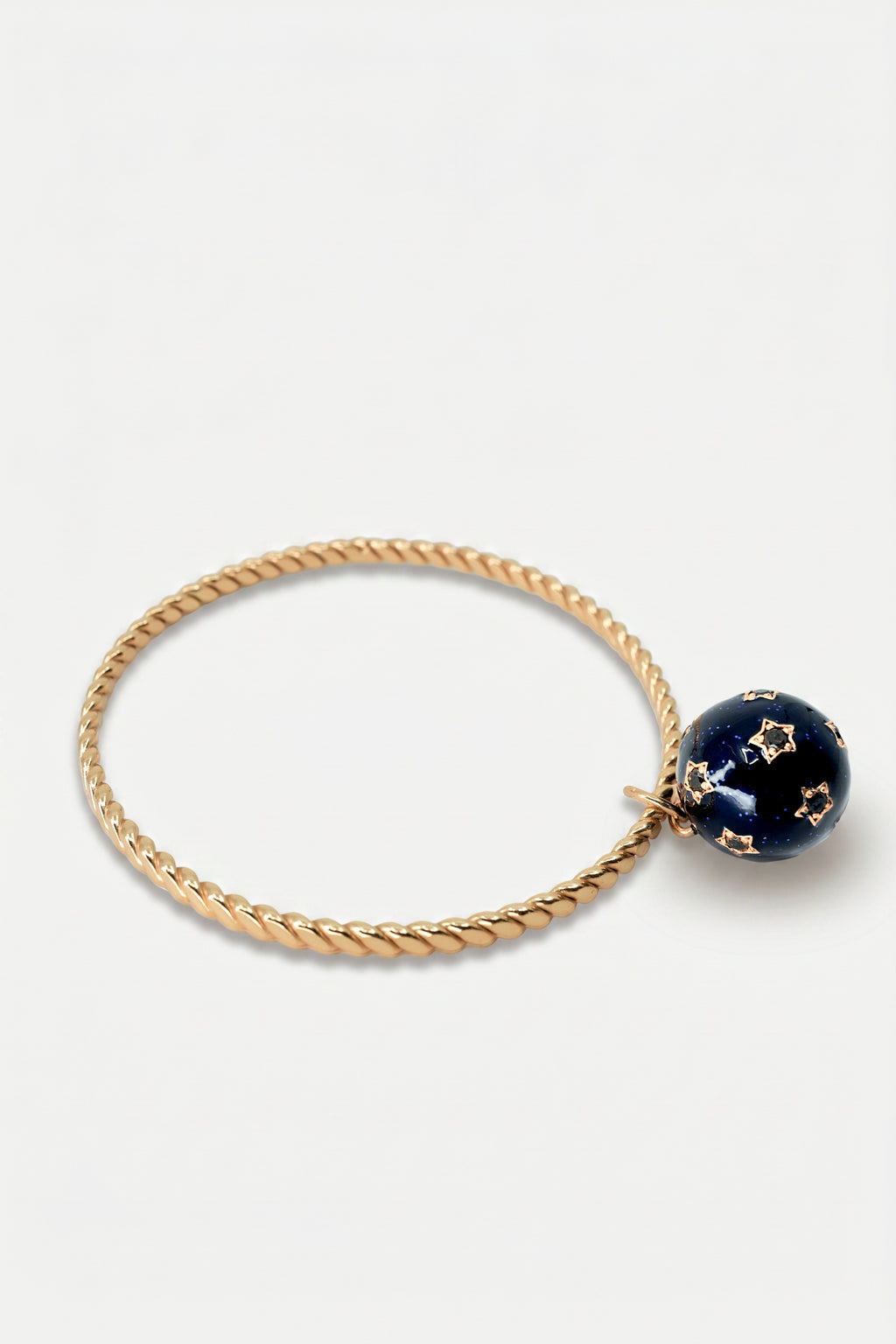 Black Diamond Star Charm Bangle Black Enamel Bracelet