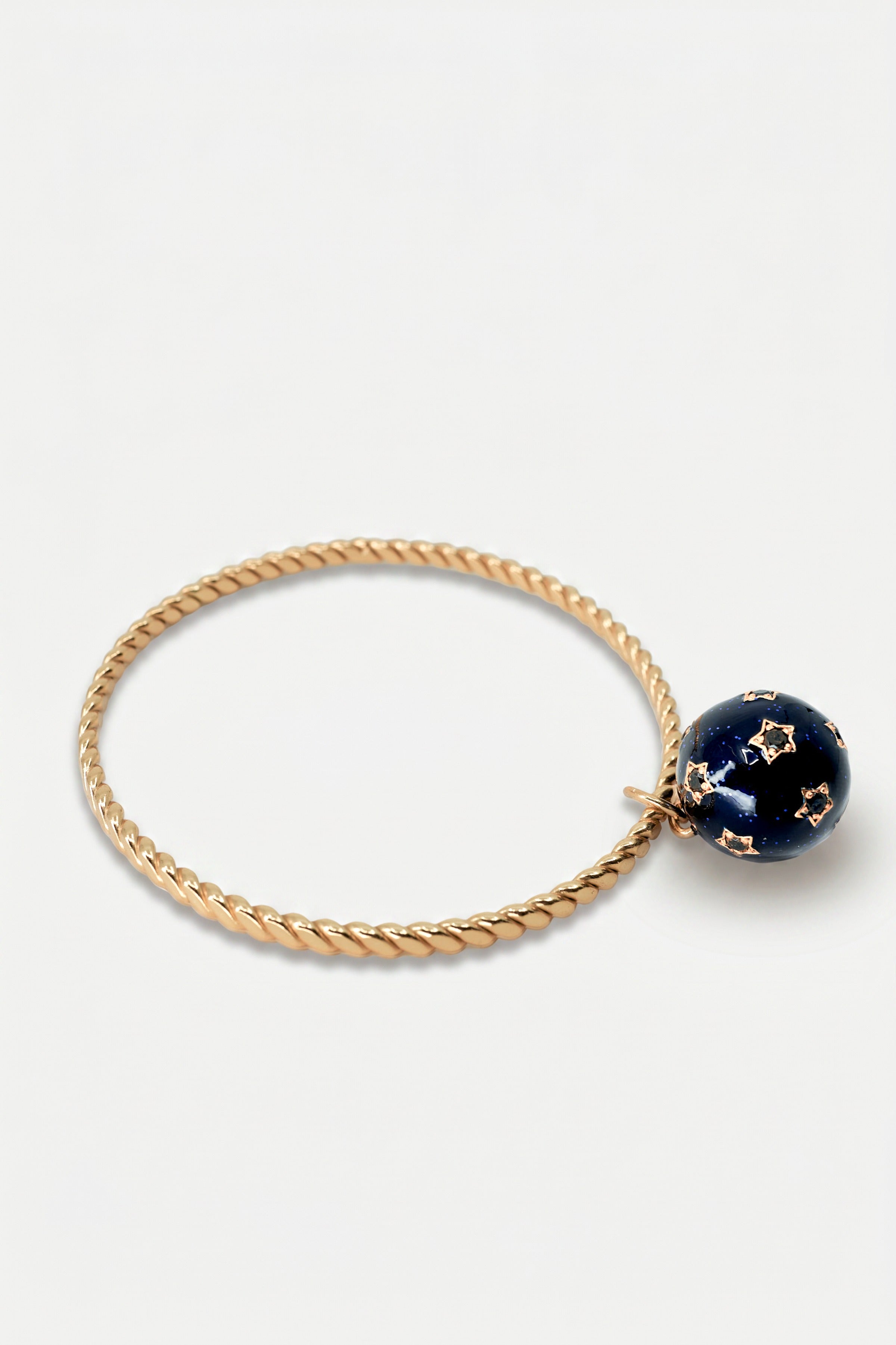 Black Diamond Star Charm Bangle Black Enamel Bracelet