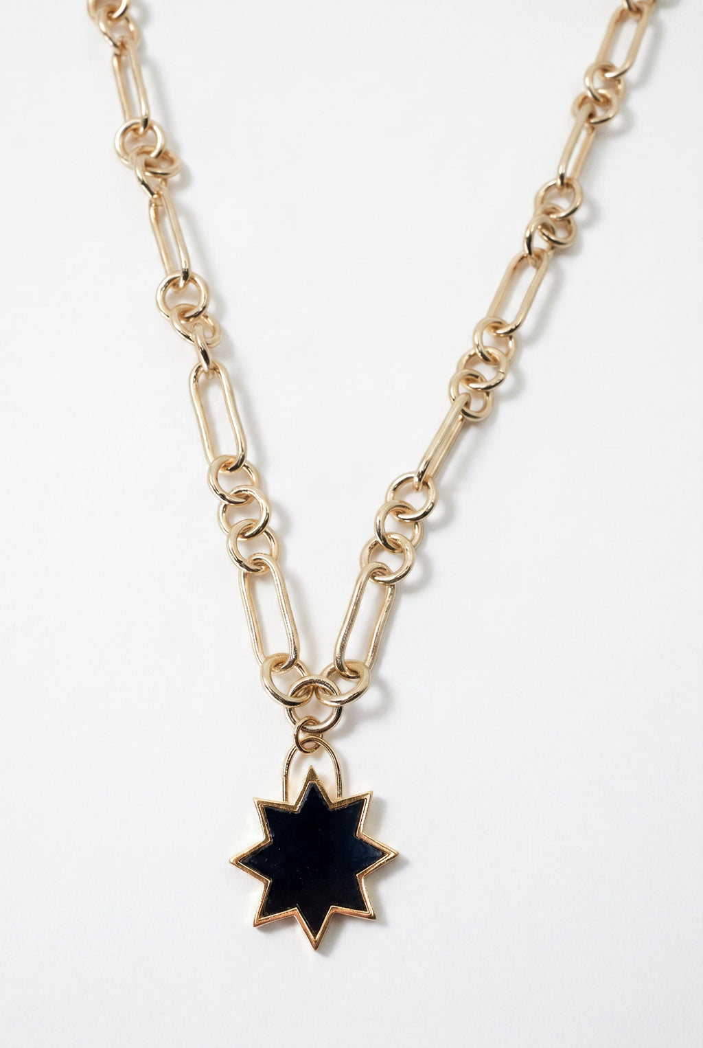 Star Choker Necklace Black Onyx Gold