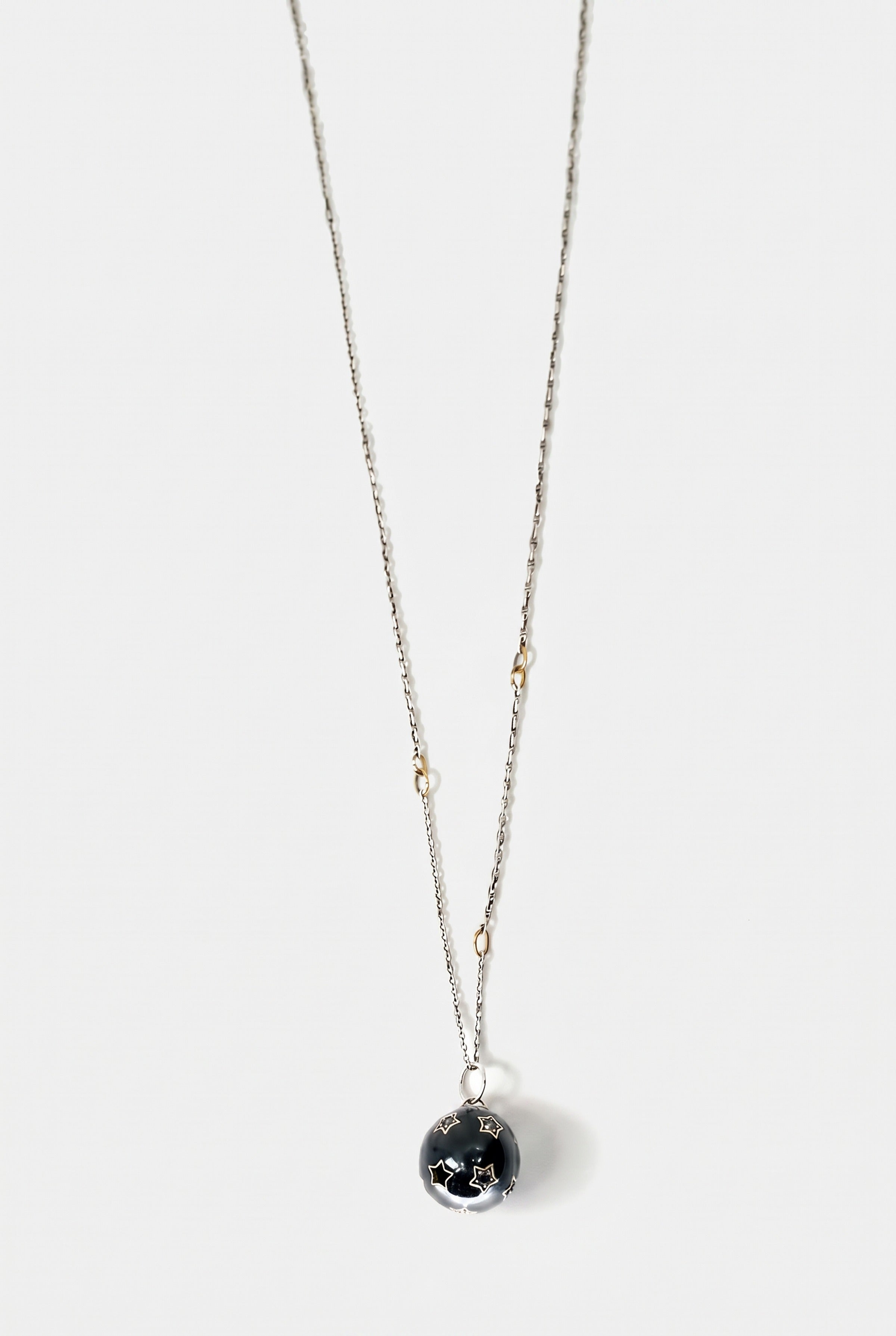 Diamond Star Sphere Necklace Enamel Silver