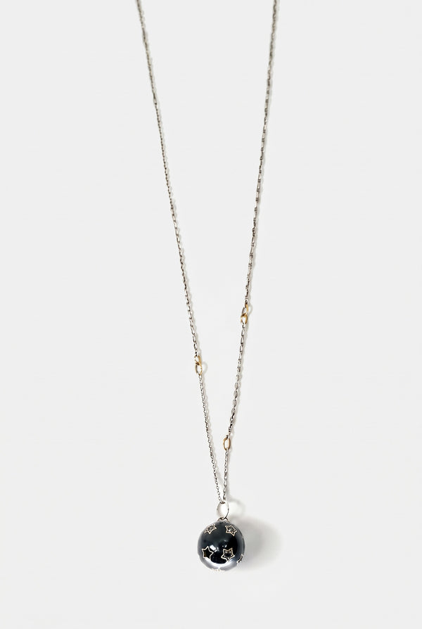 Diamond Star Sphere Necklace Enamel Silver