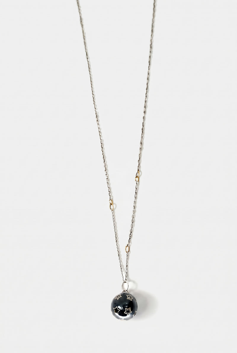 Diamond Star Sphere Necklace Enamel Silver