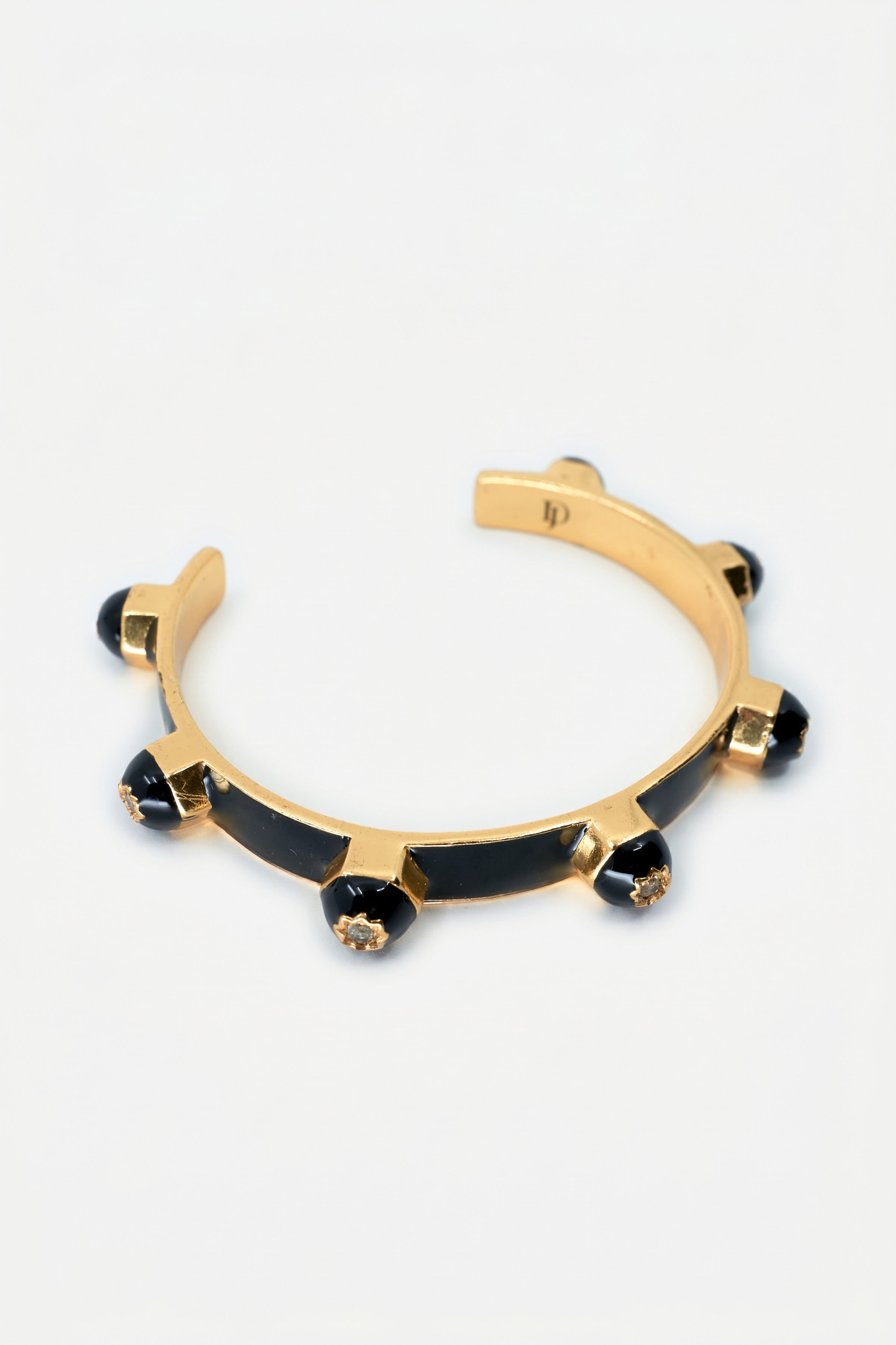 Brutalist Diamond Star Stud Cuff Bracelet Black