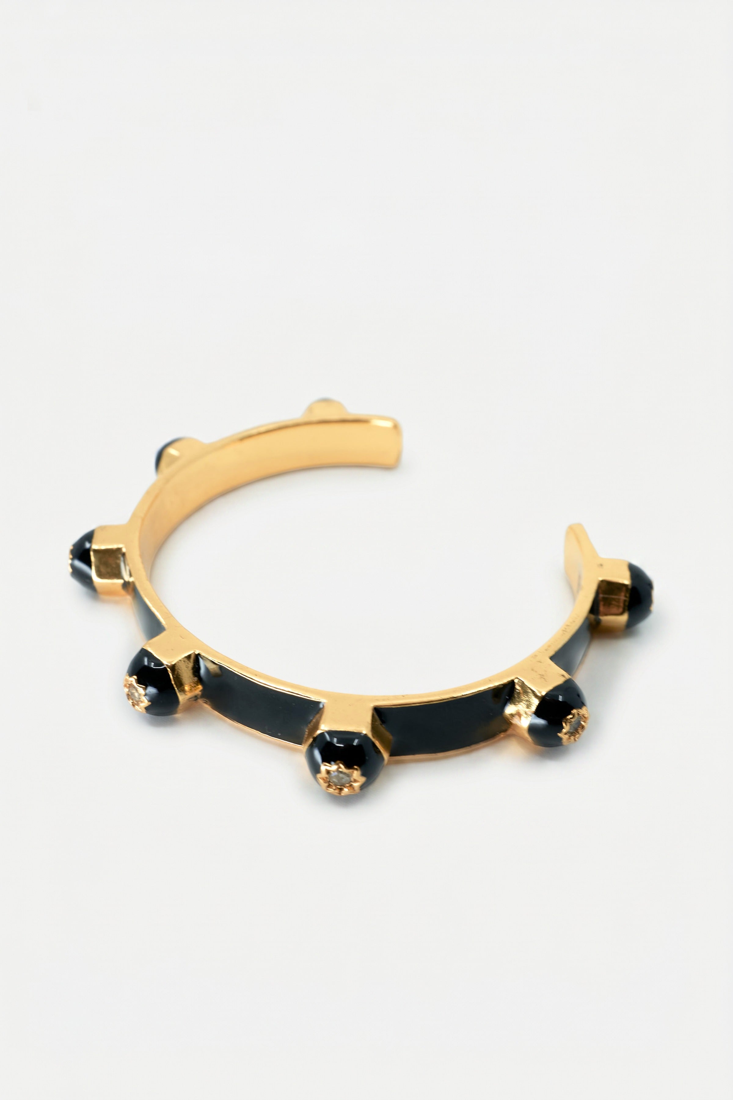 Brutalist Diamond Star Stud Cuff Bracelet Black