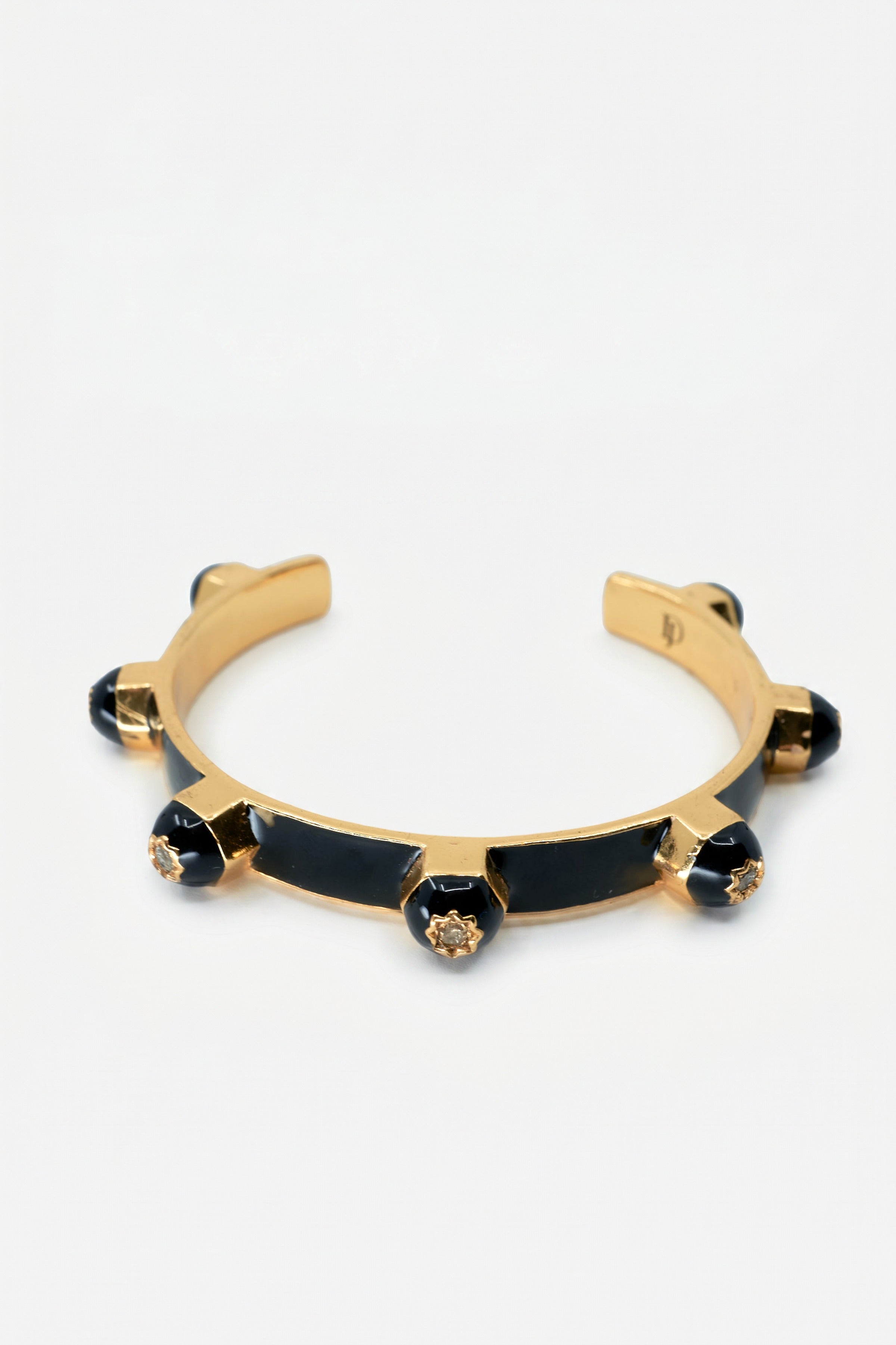 Brutalist Diamond Star Stud Cuff Bracelet Black