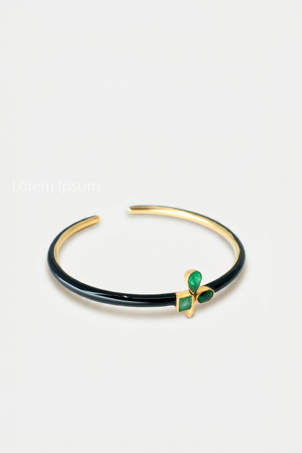 Clover Cuff Emerald Bracelet Black Enamel