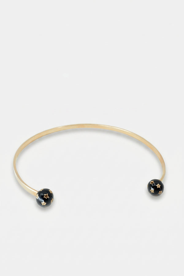 Diamond Collar Necklace Black Enamel Star