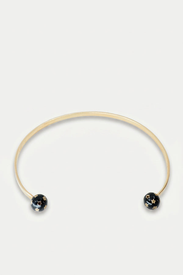Diamond Collar Necklace Black Enamel Star