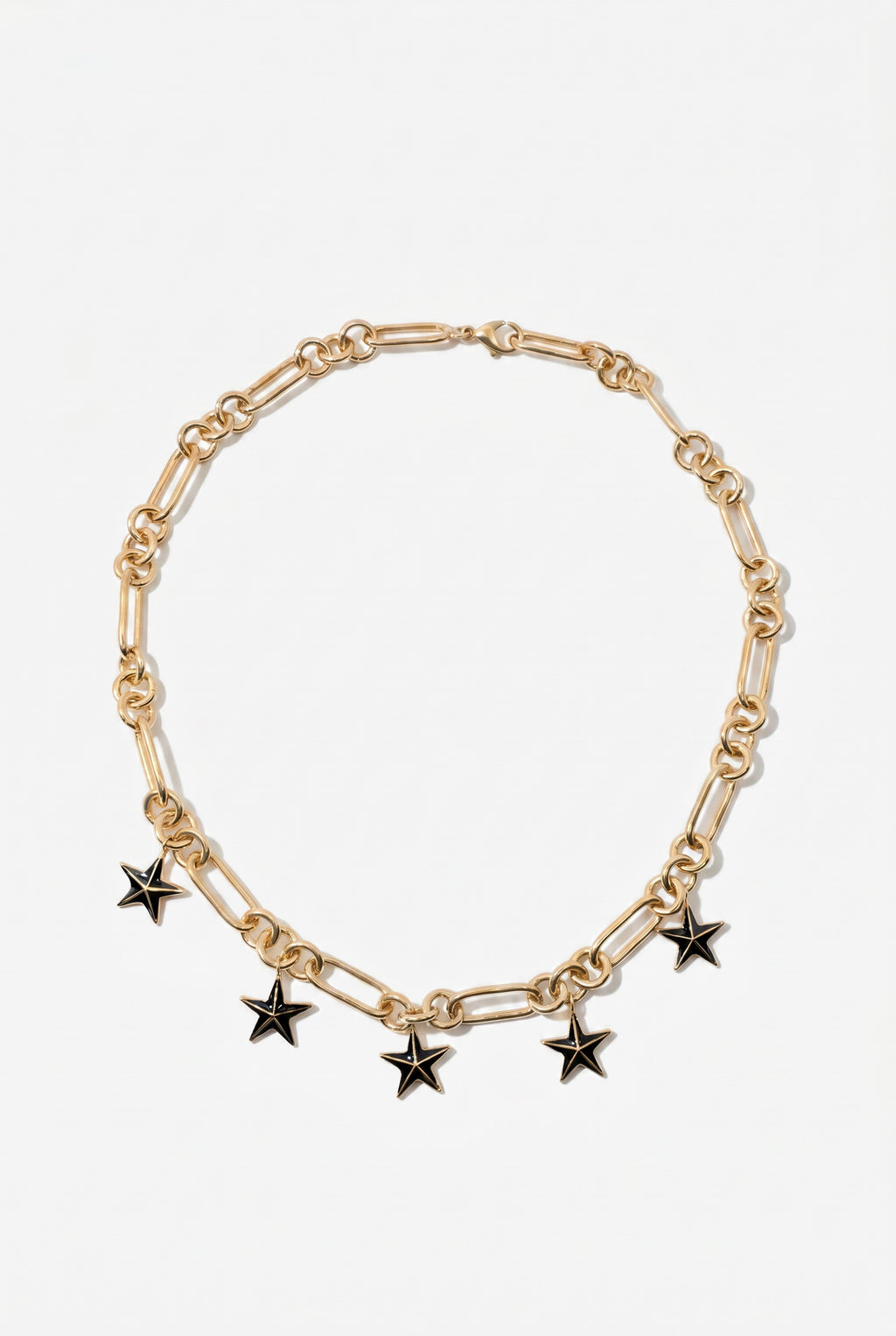 Star Charm Choker Necklace Black Enamel