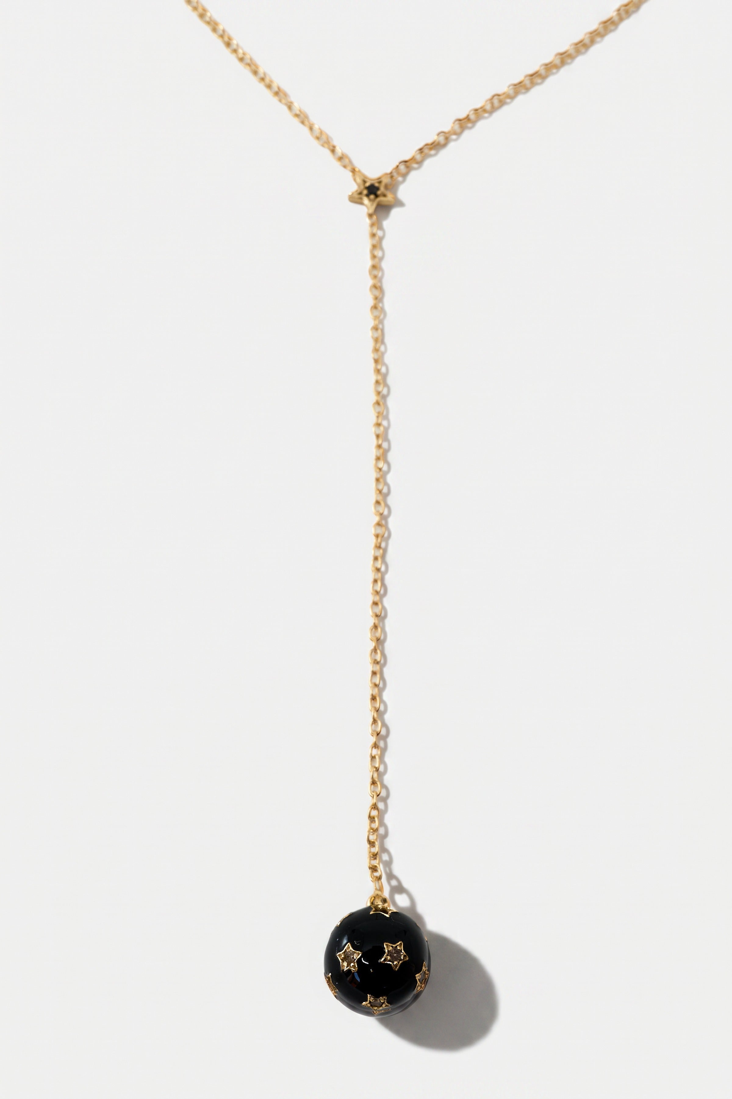 Diamond Star Sphere Drop Necklace Gold Plated