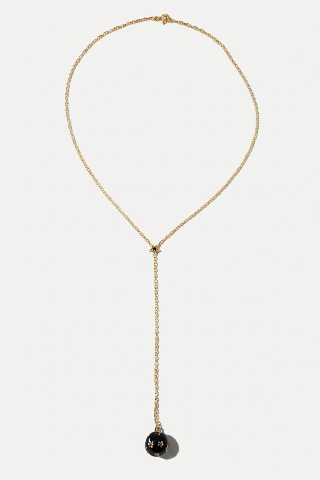 Diamond Star Sphere Drop Necklace Gold Plated