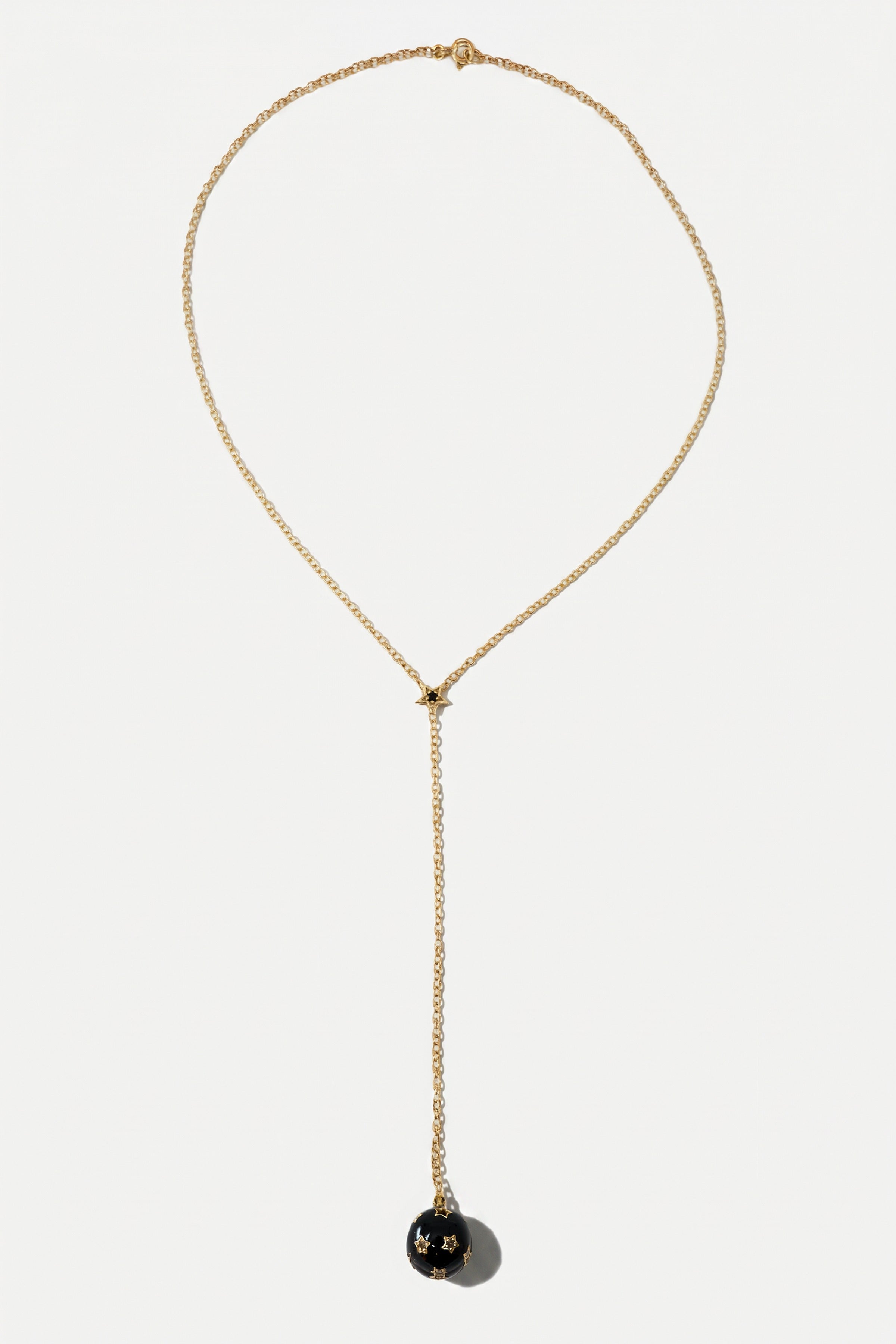 Diamond Star Sphere Drop Necklace Gold Plated