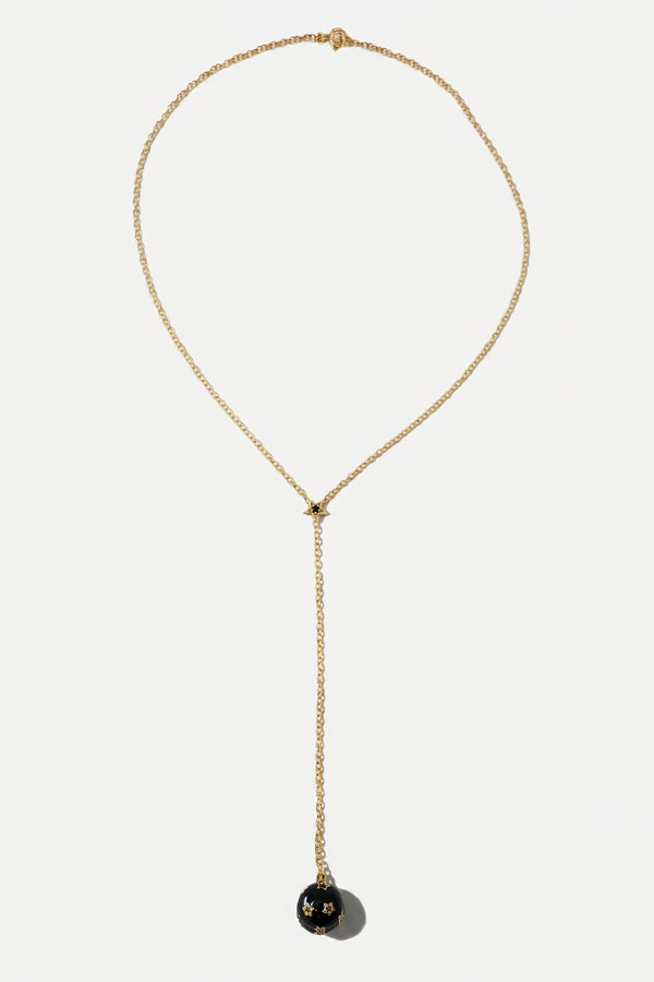 Diamond Star Sphere Drop Necklace Gold Plated