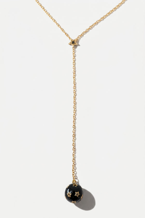 Diamond Star Sphere Drop Necklace Gold Plated