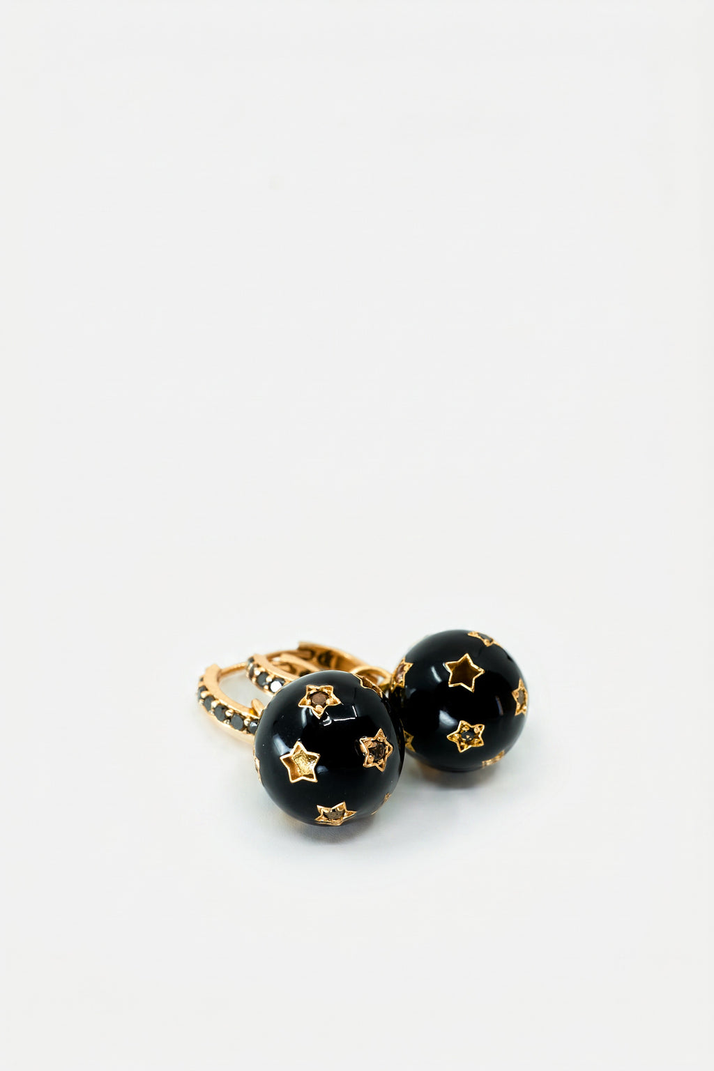 Celestial Hoop Earrings Black Diamond Black Enamel
