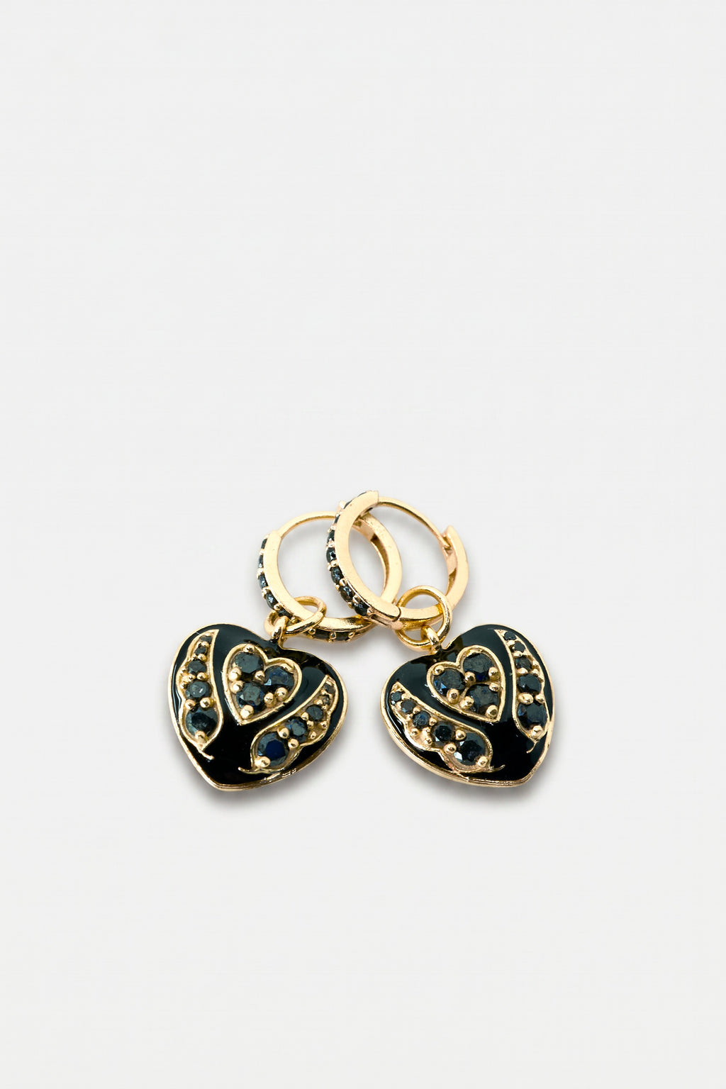 Black Diamond Heart Earring Hoops