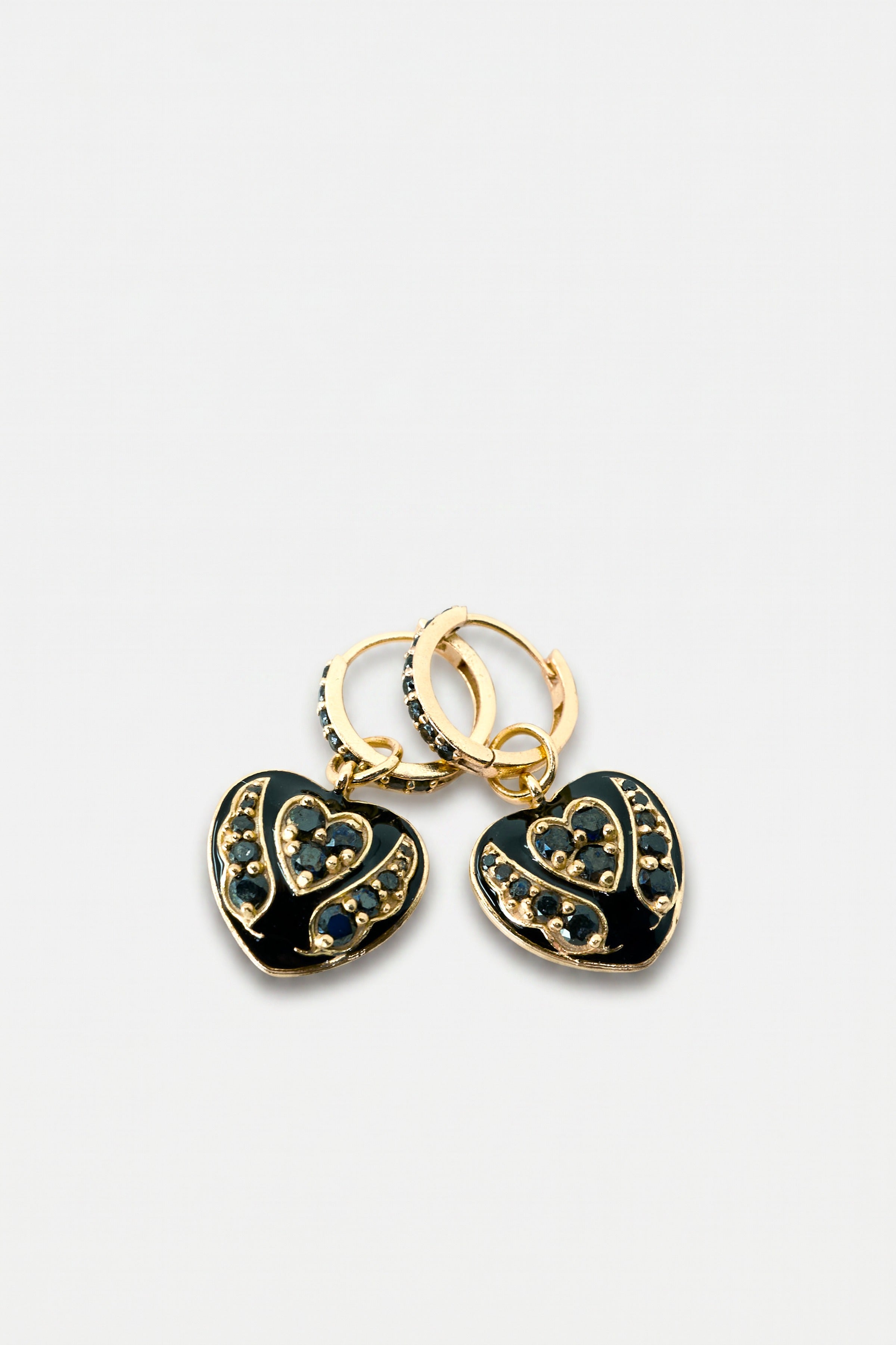 Black Diamond Heart Earring Hoops
