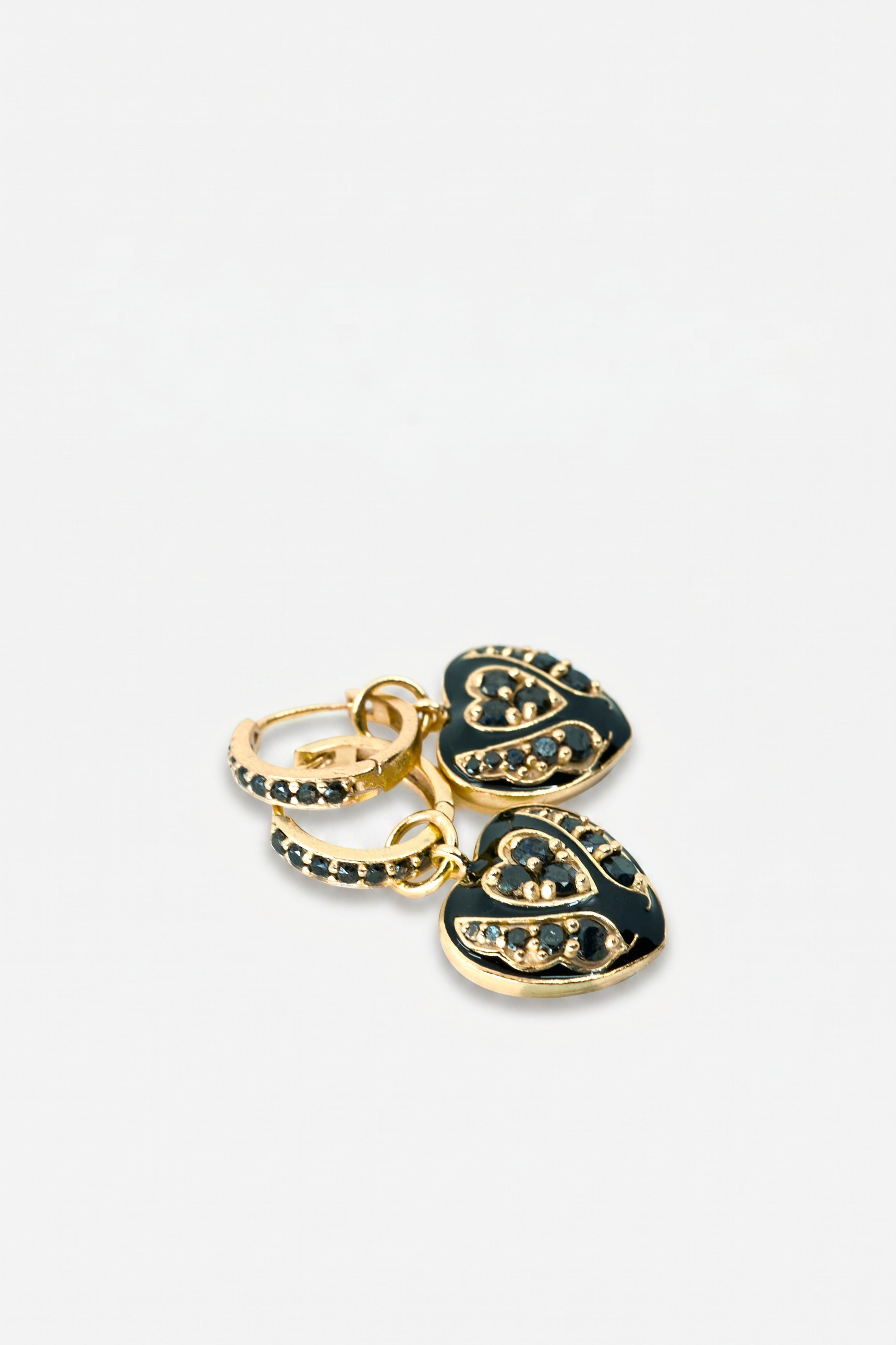 Black Diamond Heart Earring Hoops