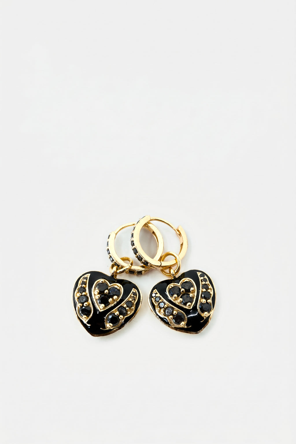 Black Diamond Heart Earring Hoops