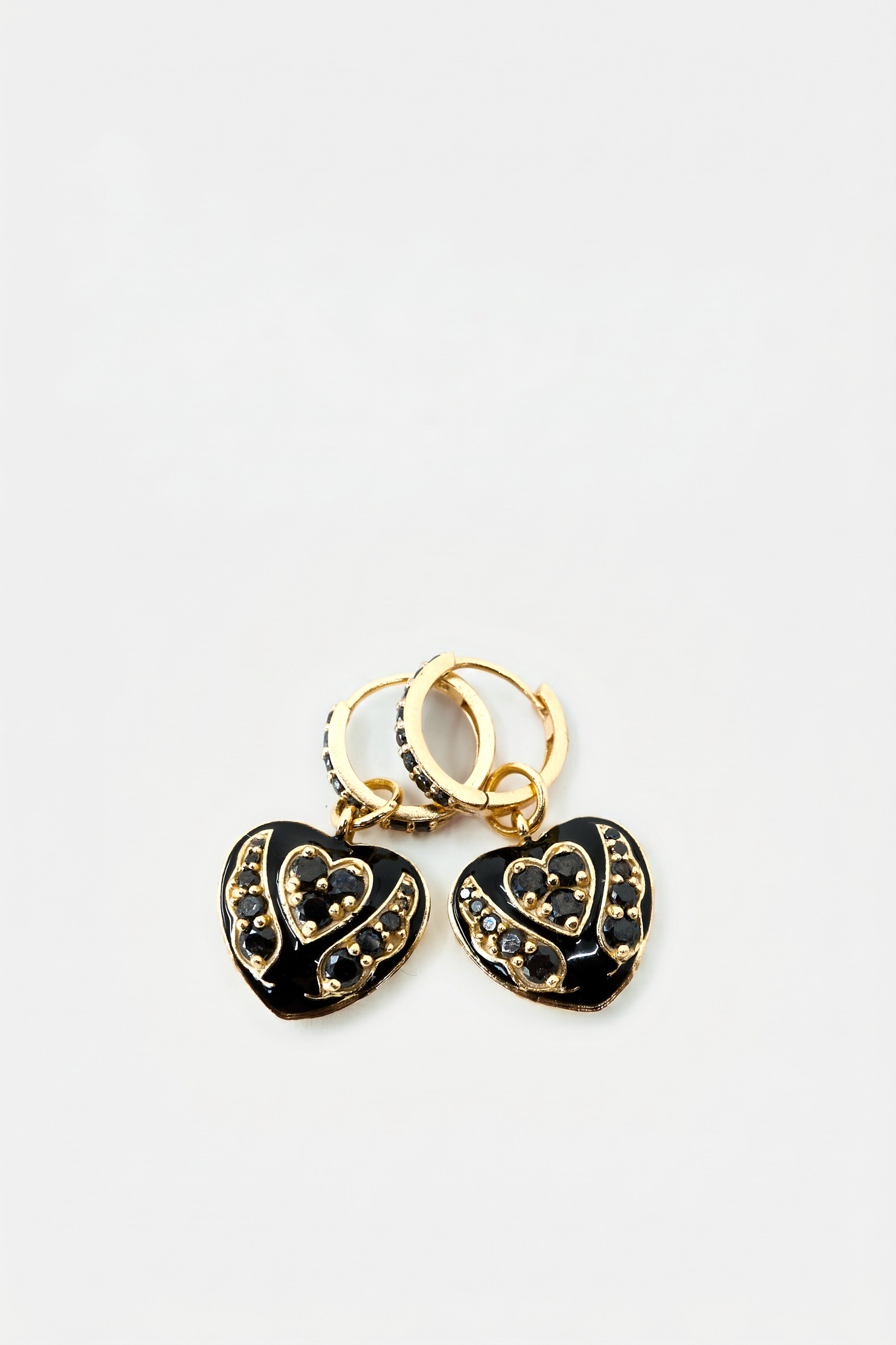 Black Diamond Heart Earring Hoops