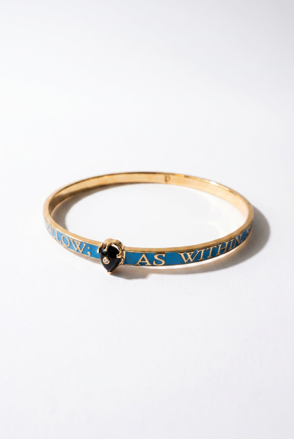 Onyx Bangle Bracelet Blue Enamel