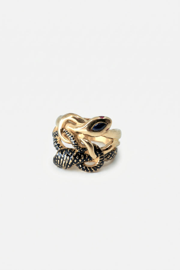 Gold Snake Ring Blue Sapphire Ruby Emerald