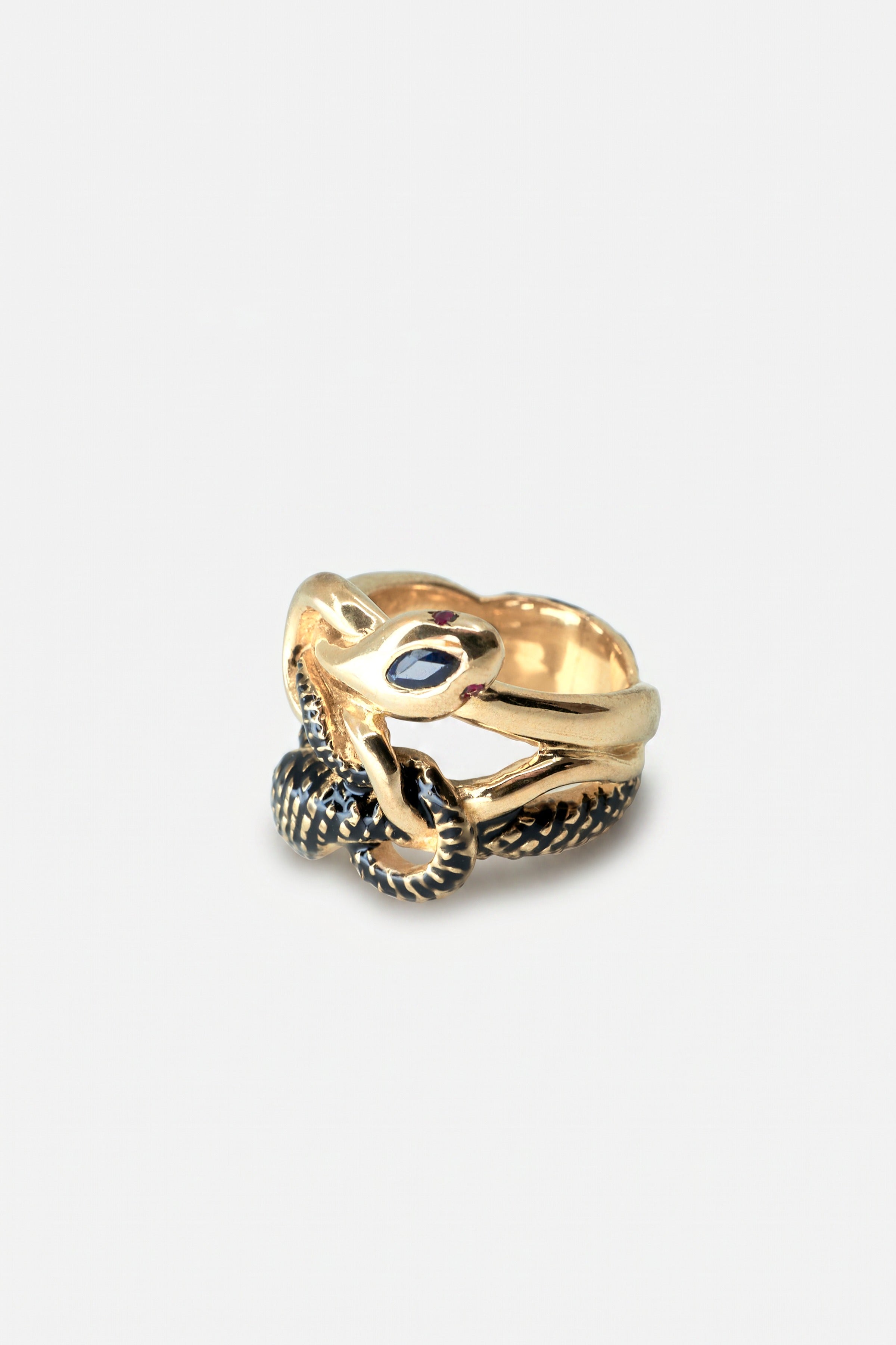 Gold Snake Ring Blue Sapphire Ruby Emerald