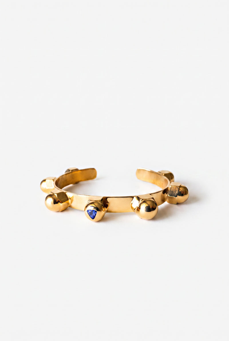 Blue Sapphire Heart Cuff Sculptural Bracelet