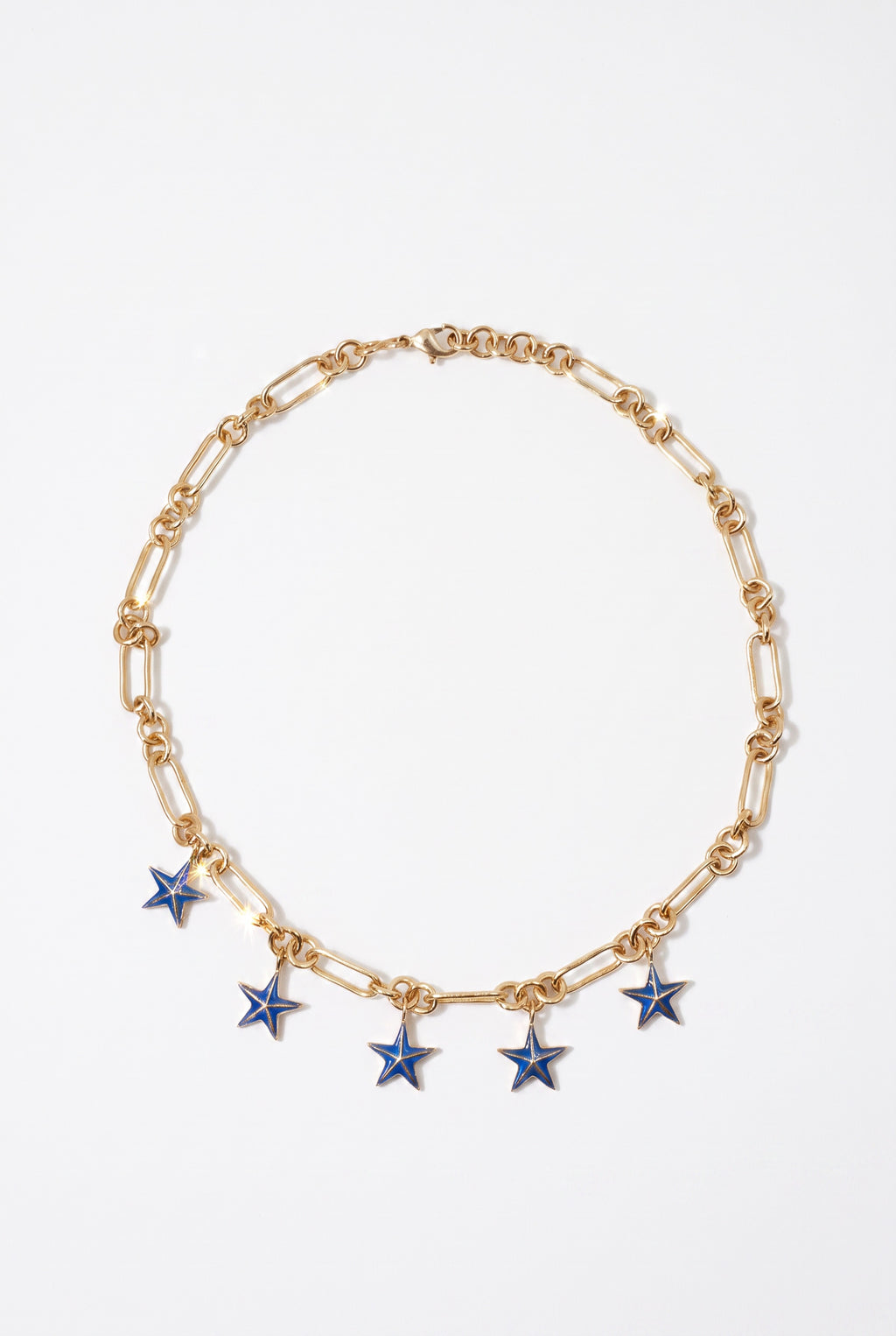 Star Charm Choker Necklace Mid Blue