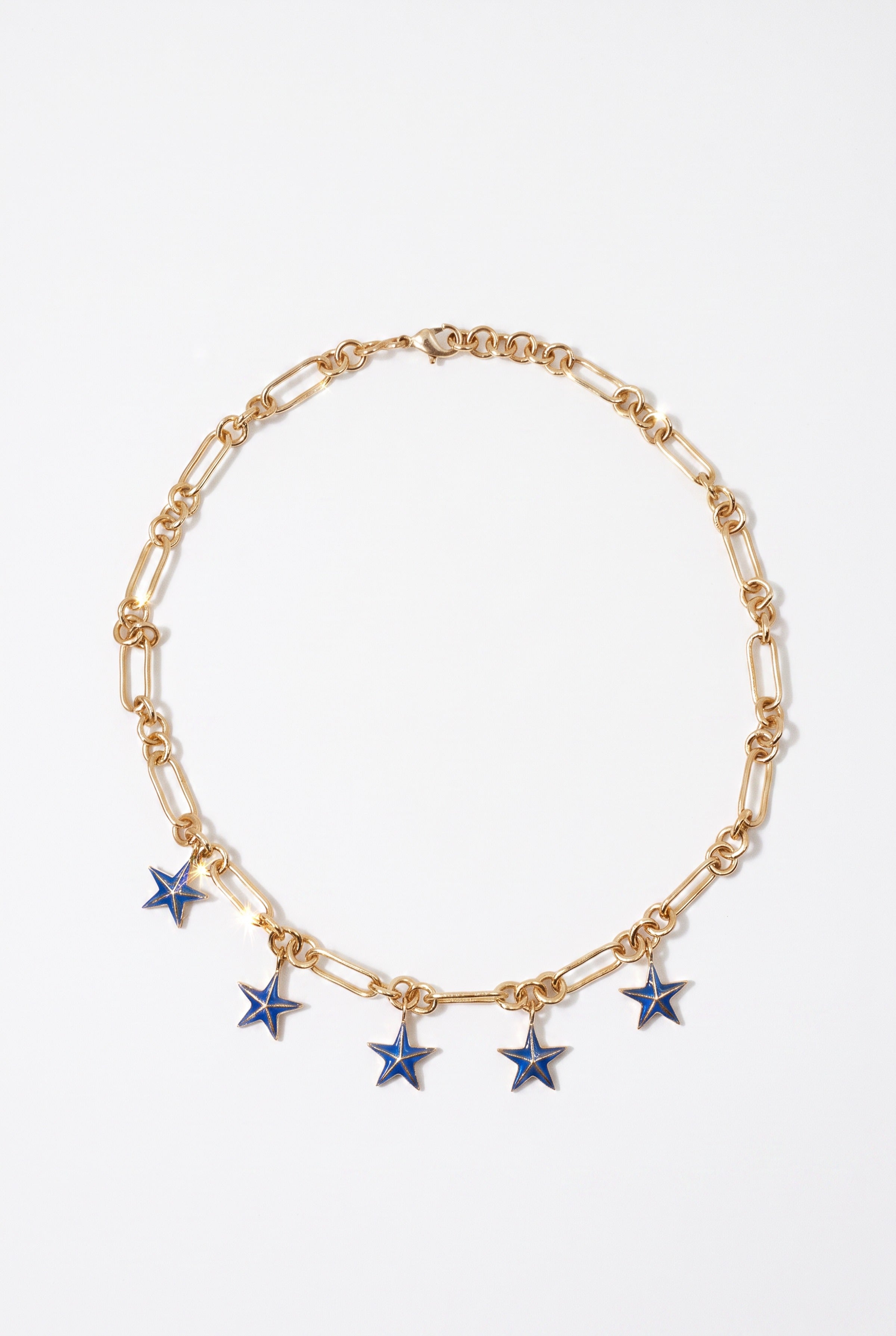 Star Charm Choker Necklace Mid Blue
