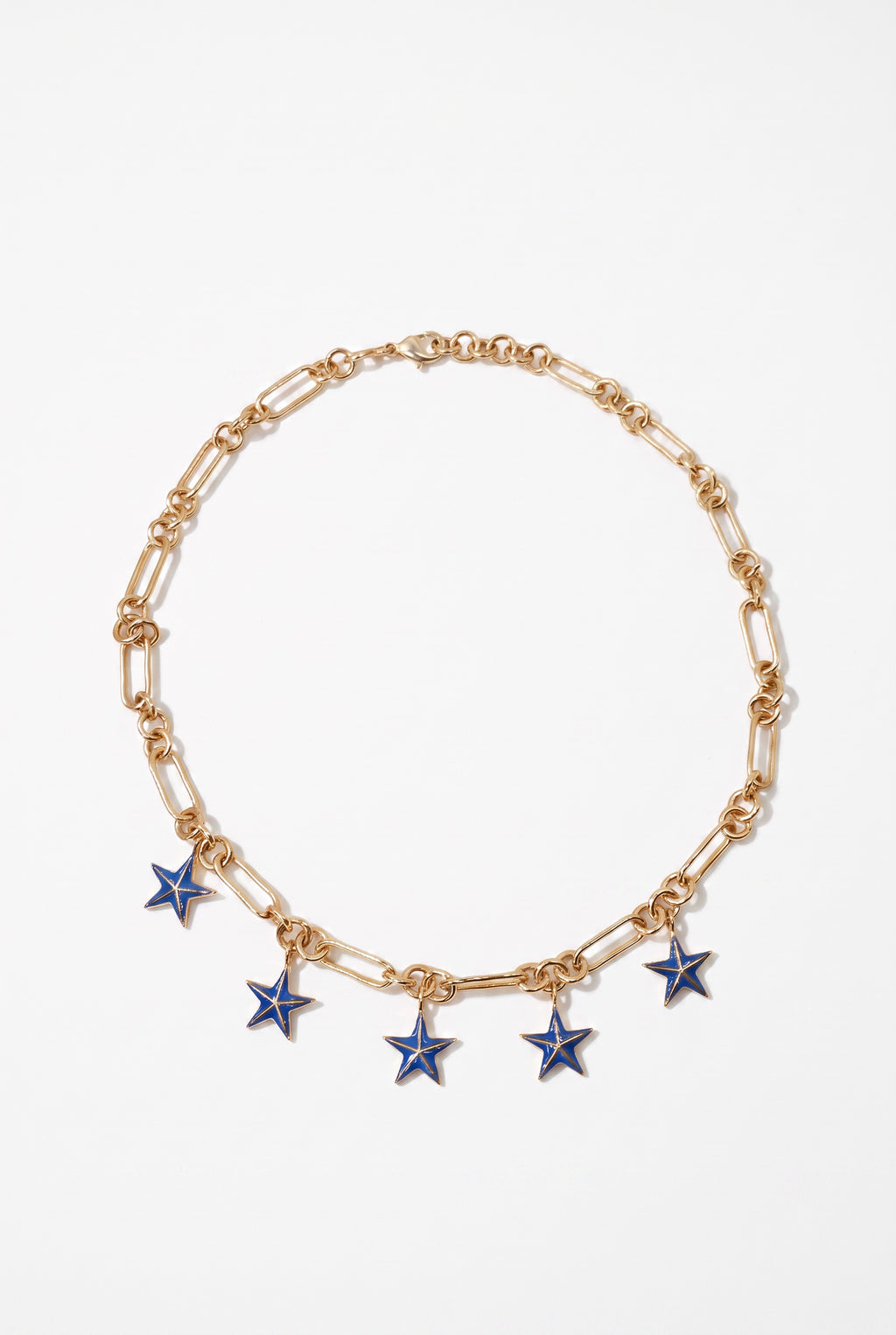 Star Charm Choker Necklace Mid Blue