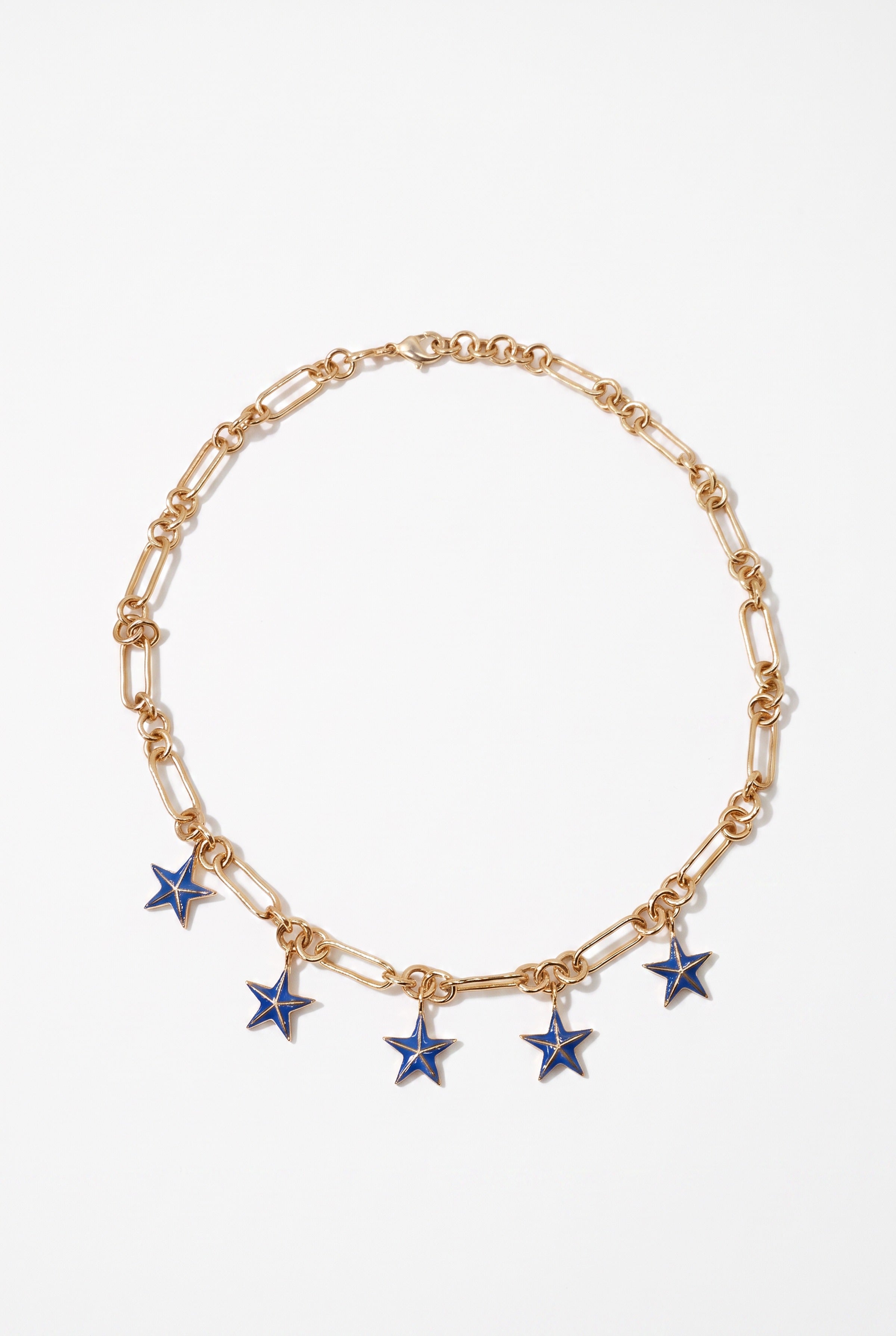 Star Charm Choker Necklace Mid Blue