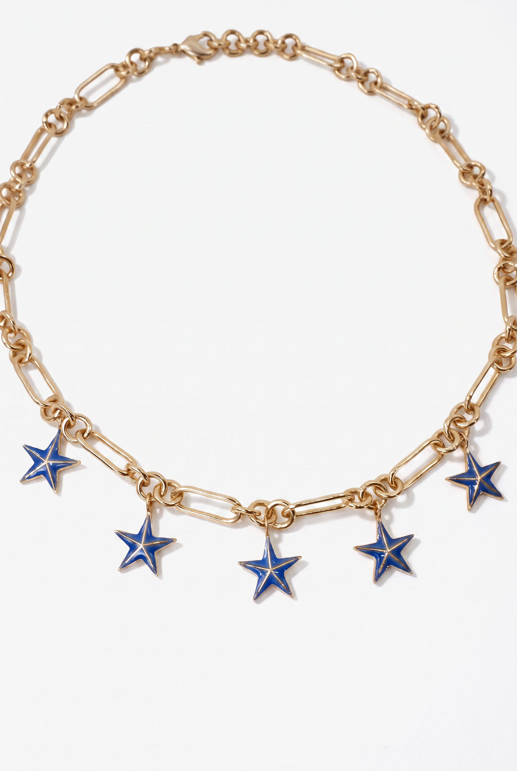 Star Charm Choker Necklace Mid Blue